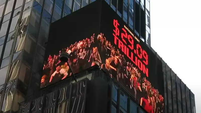 Countdown Chaos: Times Square Billboard Sounds Alarm on $34 Trillion National Debt