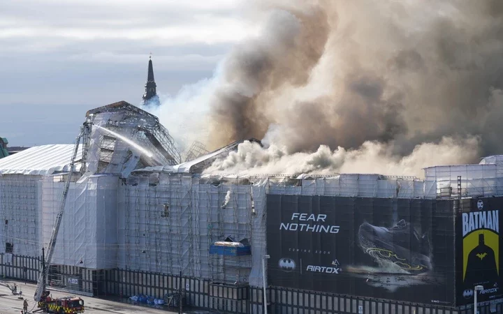 Blaze Devours Historic Copenhagen Stock Exchange Spire