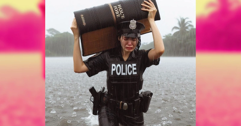 Viral Deluge: AI-Generated Cops and Colossal Bibles